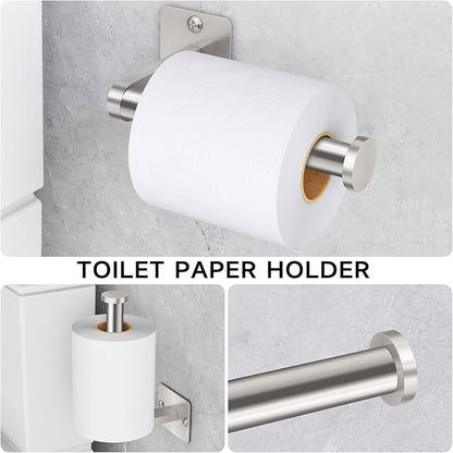 KLJKPA Brushed Nickel Bathroom Accessories Set, 10 Pieces Bathroom Hardware Set, 24 inch Towel Bar, Towel Racks for Bathroom, Robe Towel Hooks, Toilet Paper Holder Wall Mounted