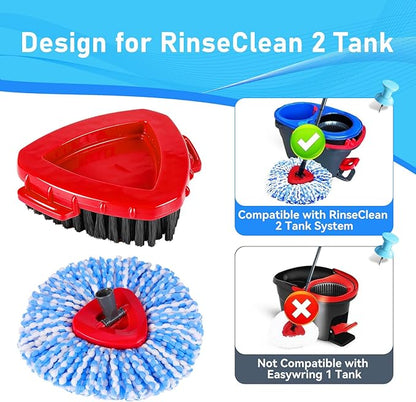 7 Pack Spin Mop Head for O-Ceda RinseClean 2 Tank System, 4 Triangle Microfiber