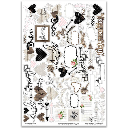 Paper & Sticker Kit - I Do - Wedding - 20 Double-Sided 12x12 Papers with 39 Designs & 1 8X12 Sticker Sheet - Scrapbooking Card Making Crafting - by Miss Kate Cuttables