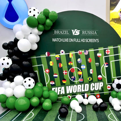 ZHIYAPA Black Green White Balloon Garland Arch Kit, 167Pcs Latex Balloons Different Sizes for Soccer Ball Theme Birthday Futbol Baby Shower Football Graduation Wedding Party Decorations