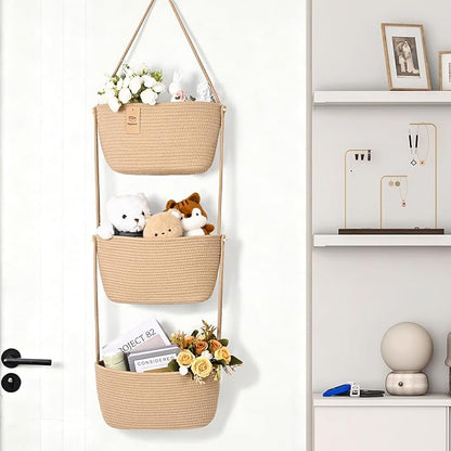 Hanging Basket, 3-Tier Wall Baskets, Over the Door Organizer