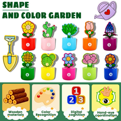 Scuwtocn Montessori Toys Wooden Flower Garden for 2 Year Old Girls