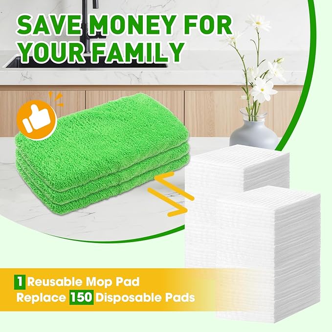 8Pcs Reusable Microfiber Mop Pads Compatible