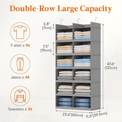 Lifewit Dual-Row Shelf Hanging Closet Organizer and Storage, Clothes Shelves