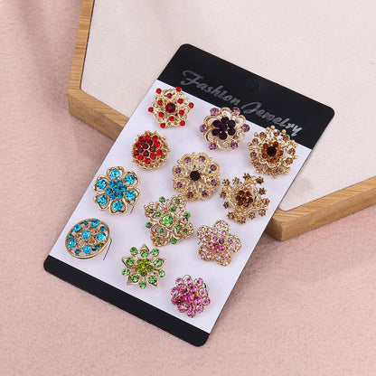 MEEJOA Brooches and Pins for Women Fashion, Multicolor Rhinestone Crystal Flower Brooch Pins for Crafts and DIY Wedding Bouquet Small Brooches Set