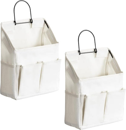 2pcs Wall Hanging Storage Bag, Small Door Closet Linen Fabric Pockets Organizer