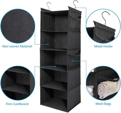 MAX Houser 5-Shelf Hanging Closet Organizer, Space Saver, Cloth Hanging Shelves
