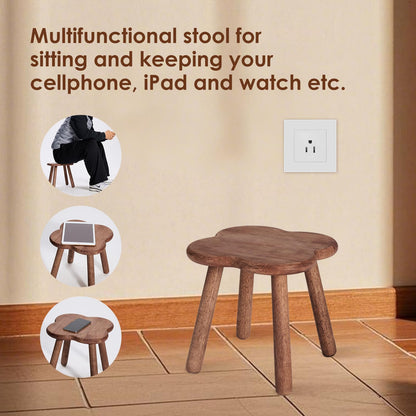 Jurath Wooden Step Stool for Adults Upgraded11.6inch Small Wooden Stool with Four Detachable and Assembled Legs for Bathroom, Kitchen, Bedroom, Plant Stand (Natural Solid Wood top and Legs)