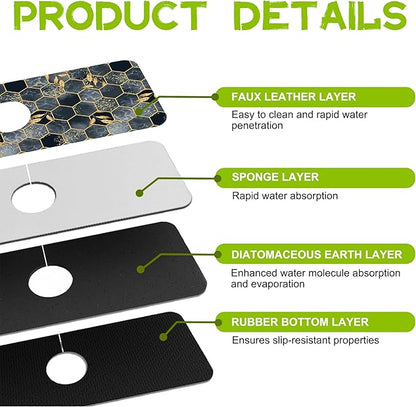 Kitchen Sink Splash Guard Faucet Mat Super Absorbent Fast Drying Mat Guard