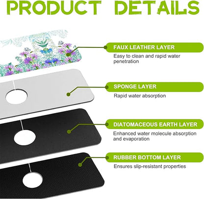 Kitchen Sink Splash Guard Faucet Mat Super Absorbent Fast Drying Mat Guard