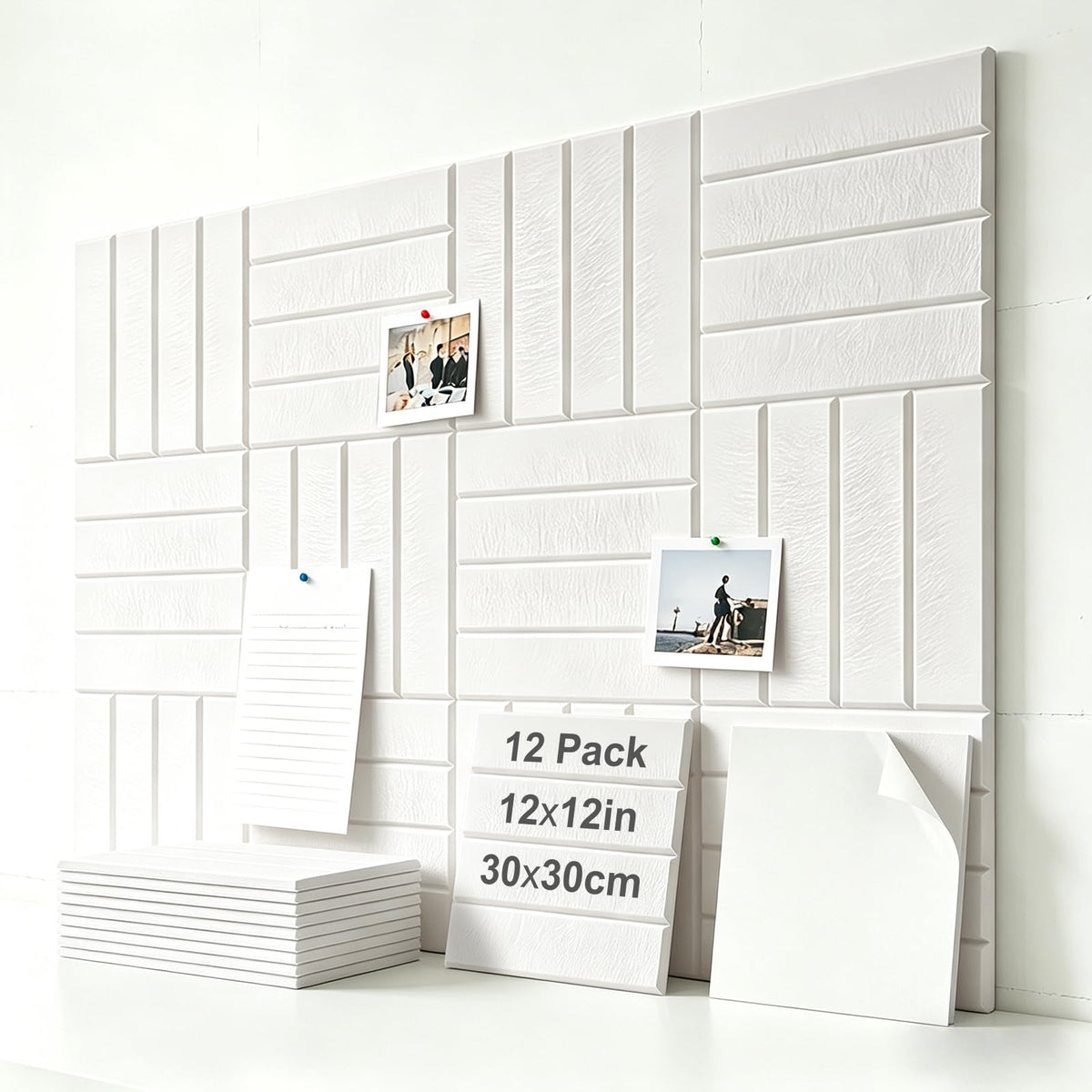 Acrridi Large Felt Bulletin Board with Self-Adhesive, 48" x 36" Cork Board Alternative, 12 Pack with 36 Pushpins for Wall Home Office Decor, Camel