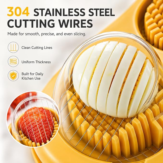 Egg Slicer for Hard Boiled Cherry Tomato Strawberry Salad Cutter Hard Grape Stainless Steel Kitchen Gadget Chopper Dicer Fruit Spam Cup Tool Quail Tomatoes Mushroom Accessories