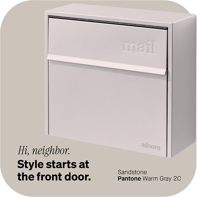 Adoorn Lockable Wall Mount Mailboxes for Outside - Small Anti-Theft Locking Mailbox for Letters - Weatherproof Construction - Durable Steel - 13.5" H x 15" L x 5.5" D - Sandstone