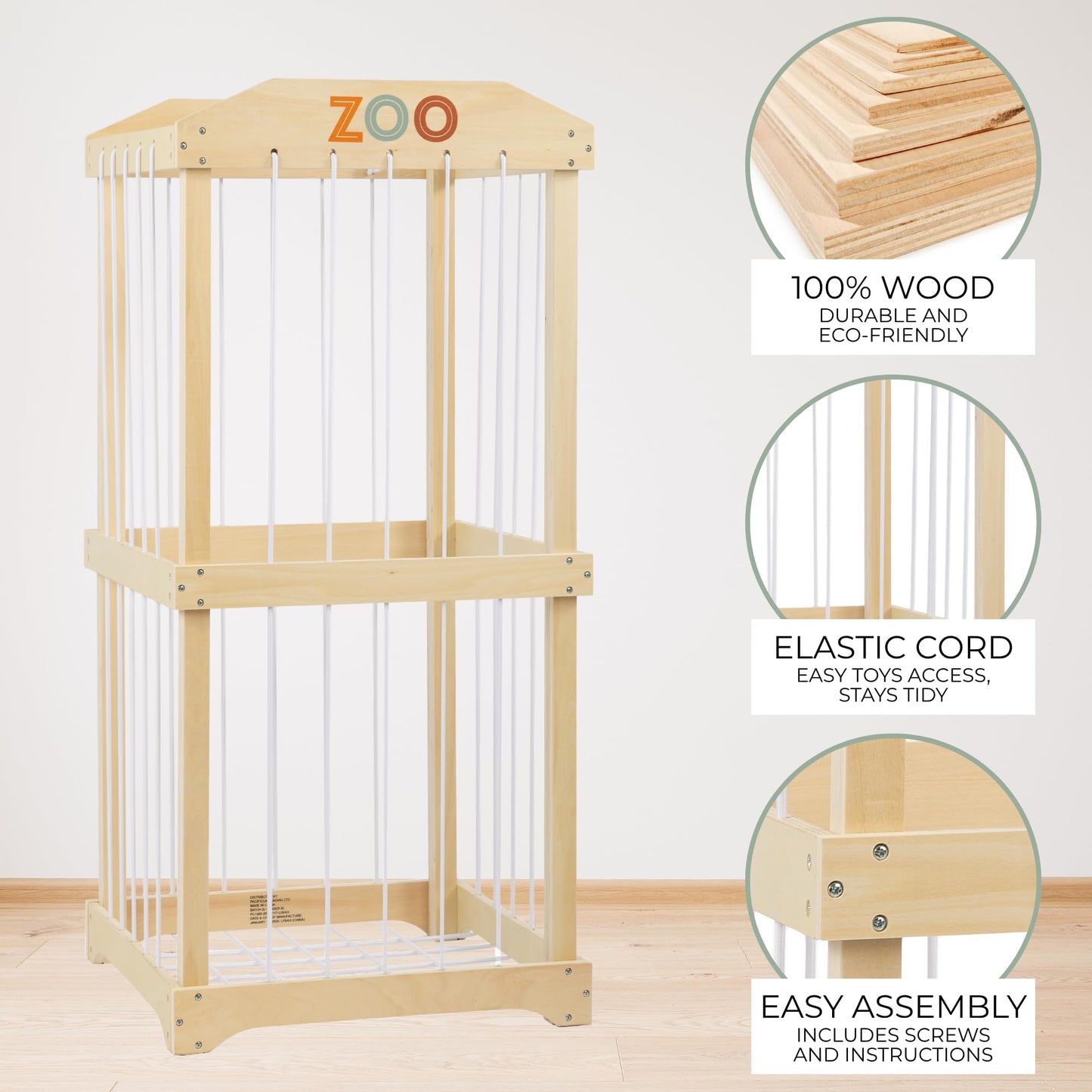 Wooden Stuffed Animal Storage for Kids – Large Toy Storage Organizer & Holder for Your Kids Playroom or Nursery – Easy to Assemble Stuffed Animal Zoo That Keeps Plush Friends Ready for Snuggles