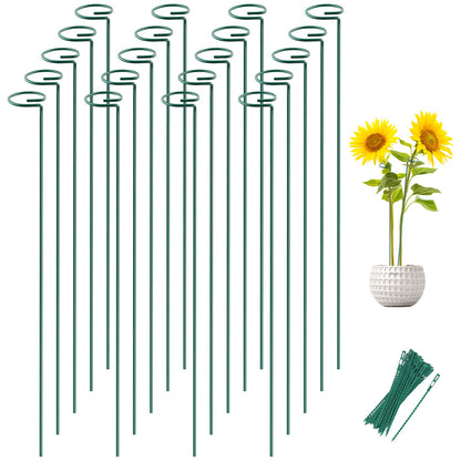 Joyhalo 20 Pack Plant Support Stakes 36 Inches, Plant Stakes, Flower Stakes with 24 Twist Ties, Garden Sticks for Plants Hibiscus, Sunflower, Red Hot Poker, Hydrangea, Tomato, Sapling Etc