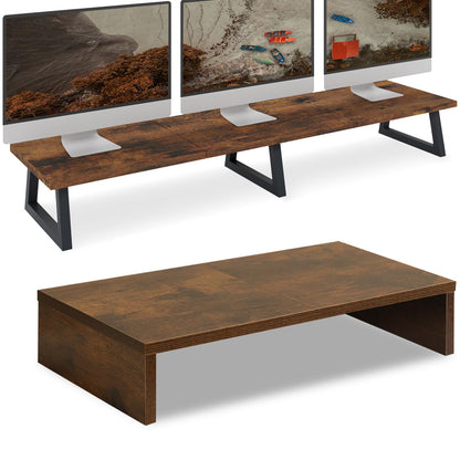 TEAMIX 42 inch+20 inch Monitor Stand Wood & Steel Desktop Riser for for Desktop Office Desk Organizers