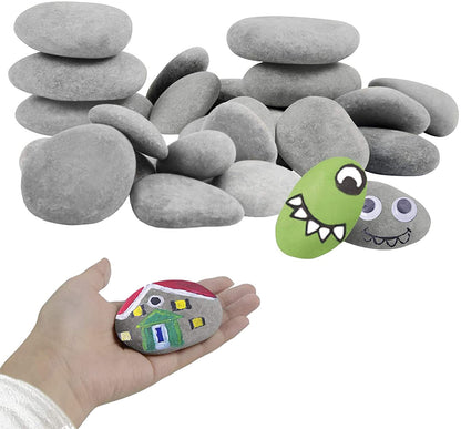 Simetufy 60pcs River Rocks for Painting Flat Smooth Stones for Arts DIY Kindness Rocks Craft Multiple Sizes