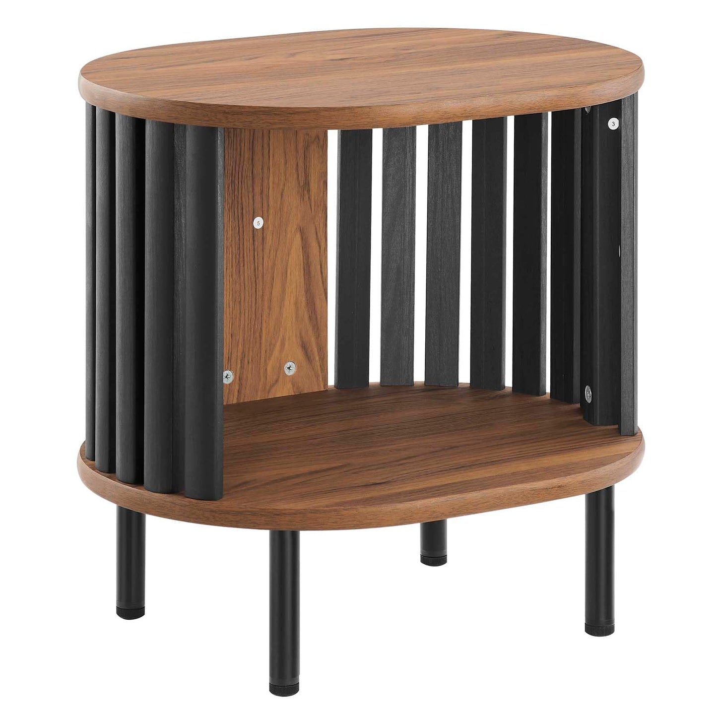 Modway Fortitude Contemporary Side Table with Open Storage, Walnut Black