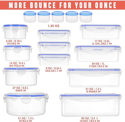 RockBerry 32 Pcs Large Plastic Food storage containers-85 oz to Sauces Box Stackable Kitchen storage bowls sets-BPA Free Leak proof with lids airtight-Microwave freezer safe lunch boxes