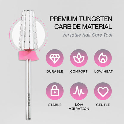 PANA Nail Carbide 5 in 1 Bit - Two Way Rotate use for Both Left and Right Handed - Fast Remove Acrylic or Hard Gel - 3/32" Shank - Manicure, Nail Art, Drill Machine (Fine - F, Silver)