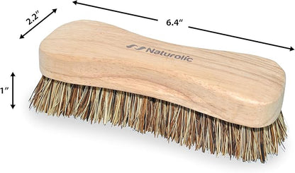All-Natural Wooden Scrub Brush | Wooden Handle | Palmyra Bristle Brush
