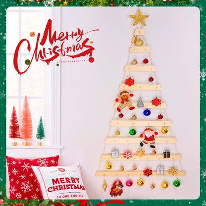VAIPI 60 in Wall Hanging Christmas Tree with Lighted Christmas Wall Decor Wooden Flat Hanging Xmas Tree for Holiday 60'' x 30''
