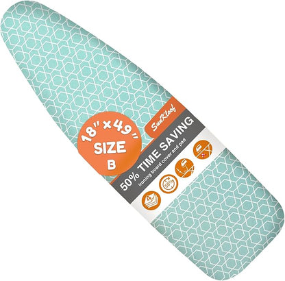 Extra Wide Ironing Board Cover and Pad, 18X49 Reflective Silicone Ironing Board