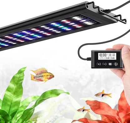 LED Aquarium Light Full Spectrum Fish Tank Light with RGB Brightness/Color Stepless Adjustment, 24/7 Day-Night Cycle Mode, Auto On/Off Timer, IP68 Waterproof (11W for 11'' - 16'' Tank)