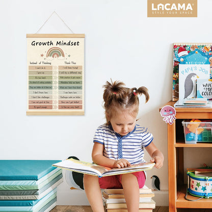 Lacama Boho Homeschool Classroom Decor, Positive Affirmations Posters Hangers Frame for Nursery Decor, Motivational Poster Hanger Frame,Growth Mindset Chart Wooden Poster Hanger, 12x16 Inches