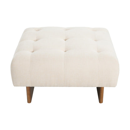 Christopher Knight Home Yvone Modern Upholstered Ottoman Coffee Table, Wooden Square Ottoman Foot Rest, Multipurpose Foot Stools Ottoman, Comfy Living Room Sofa Extra Seat, Beige+Brown