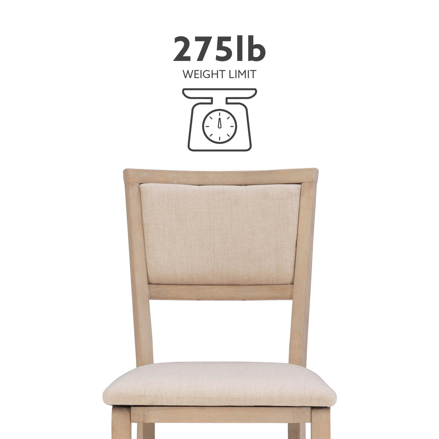 Linon Keira Natural Rustic Wooden Folding Chair with Beige Upholstered Seat and Back Set of 2