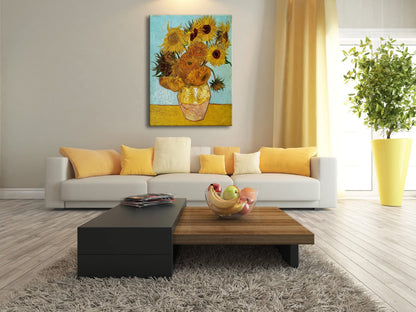 Wieco Art Framed Wall Art Canvas Prints of Sunflower by Vincent Van Gogh Paintings Reproduction Abstract Wall Decorations for Living Room Golden Frame