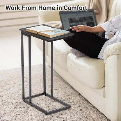 fusehome C-Shaped End Table, for Living Room, Bedroom, Small Spaces, TV Tray Couch Side Tables Laptop Table, Black
