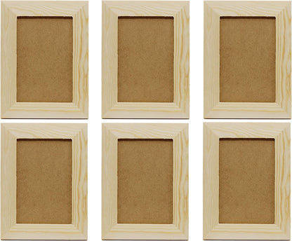 Creative Hobbies Pack of 12 - Unfinished Solid Pine Wood Picture Frames for Arts & Crafts, DIY Painting Projects - Stand or Hang on The Wall - (6x8 Frame Size Holds 6x4 Pictures) - for Adults & Kids