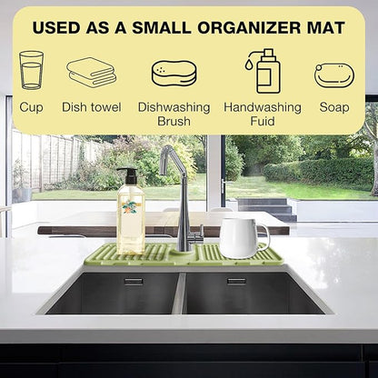 Faucet Mat for Kitchen Sink – Adjustable Silicone Sink Splash Guard