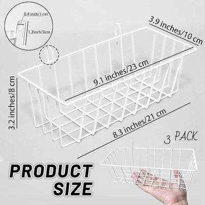 3PCS Wire Baskets, Metal Wire Storage Basket, Wall Hanging Bin and Display