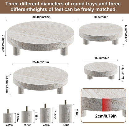 HAWHUV Wood Plant Stand Indoor Outdoor, 12/10/8/6" Round Wood Riser for Decor Wooden Stool Display Stand Flower Pot Holder Small Planter Tray Modern Potter Decorative for Desktop Counter Room