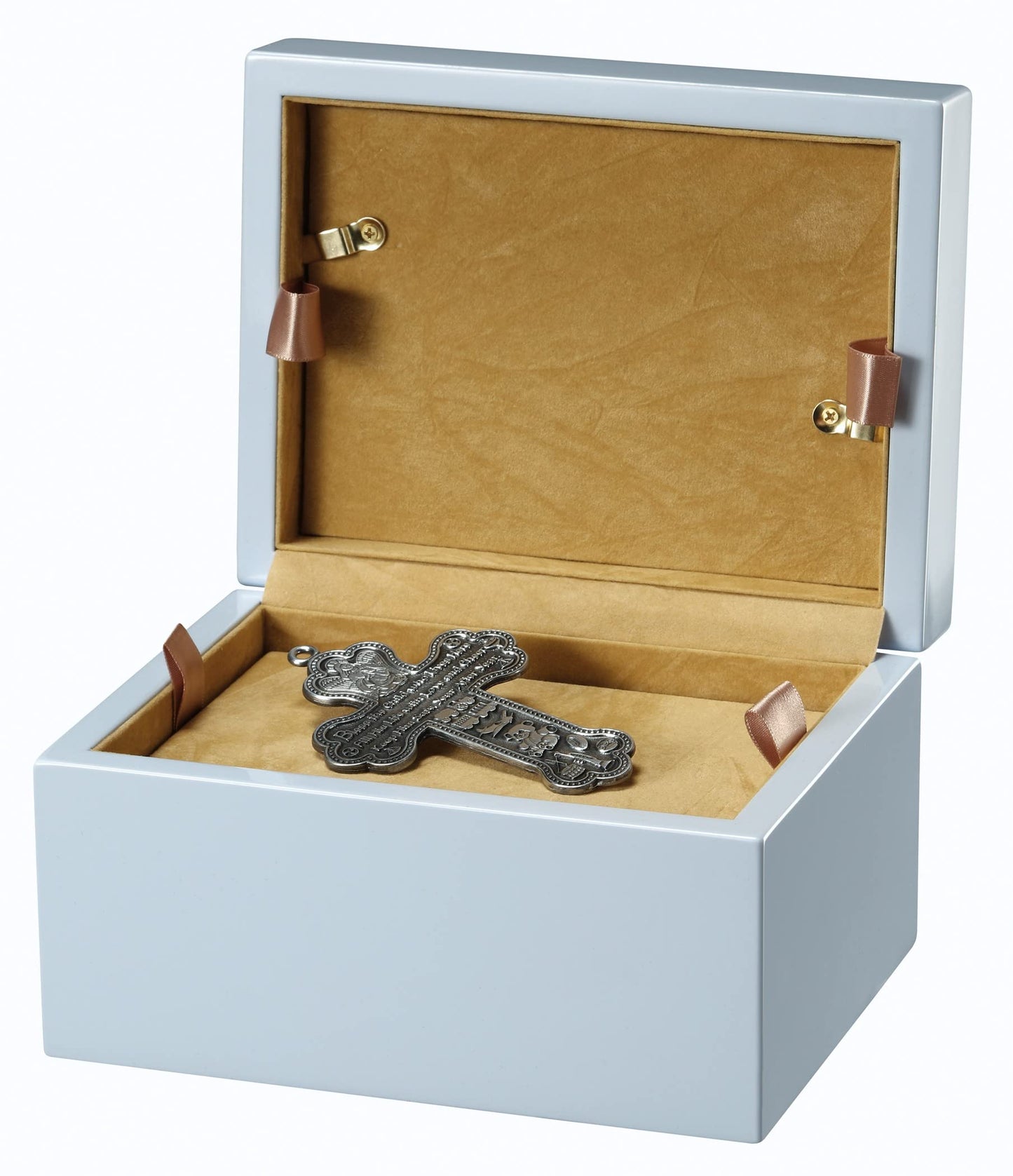 Howard Miller Memorial Wooden Keepsake Urn Chest for Human Ashes | Precious Blue High-Gloss Finish | Photo Frame Lid, Velvet Interior with Tray | 55 Cu In Capacity Memorial Box for Home Display