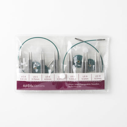 Knit Picks Options 2-3/4" Short Metal Stainless Steel Interchangeable Knitting Needle Set (Reflections Stainless Steel)