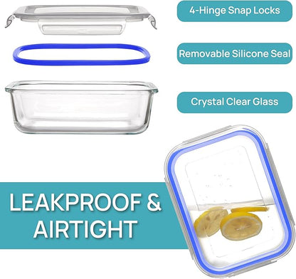 Vtopmart 5 Pack 35oz Glass Food Storage Containers