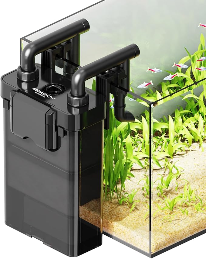 AQUASMITH Hang on Back Aquarium Filter,Ultra-Quiet Small Canister Filter,Multi-Layered Filtration,Bottom Anti-Dry Burn Motor,Extra-Large Filter (92GPH（for 5-20 Gallon）)