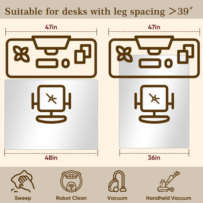 Homsion 36"x48" Tempered Glass Office Chair Mat for Carpet & Hardwood Floor, 1/6" Thick Clear Floor Protector Desk Chair Mat with Rounded and Polished Edges