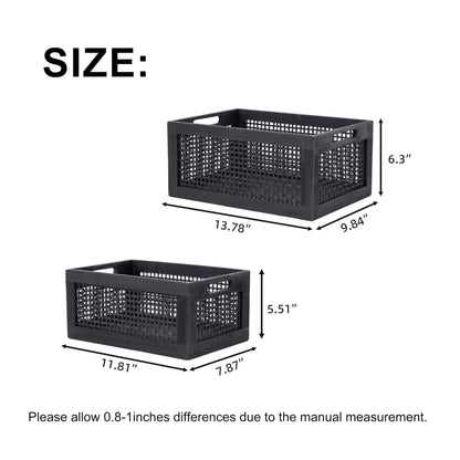YRLSOTGE Wooden Storage Baskets,Black Woven Bamboo Basket Nesting Boxes with Built-in Handle for Pantry, Kitchen,Living Room,Shelves,Set of 2