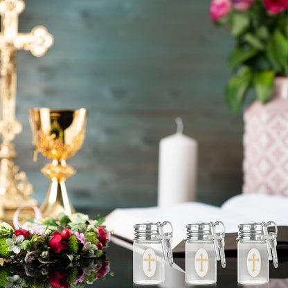 HCEWSBFD 36Sets Holy water Bottles Catholic Clear Holy water Container 7ml Agua Bendita with Holy Water Keychain Vial Crucifix and Sticker for Christian First Communion Gift Church Wedding Baptism