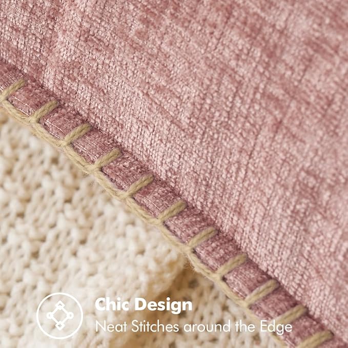 MIULEE Pack of 2 Euro Sham Pillow Covers 24x24 Inch Blush Pink Farmhouse Decorative Throw Pillow Covers with Stitched Edge Soft Chenille Solid Dyed Pillow Covers for Bed Sofa Couch Living Room