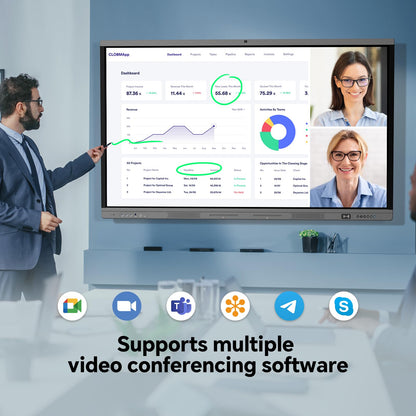 Dornium 65" Smart Board, 4K Digital Whiteboard for Office, Hybrid Work & Classrooms, Google EDLA-Certified Interactive Whiteboard with Android 14, OTA Updates & Open Apps Ecosystem, 8+128GB Storage