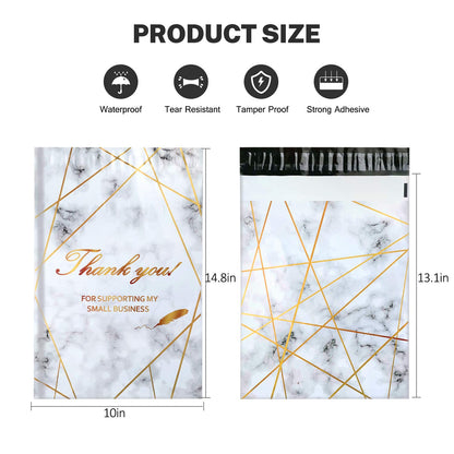 100 Pack Poly Mailers 10x13, Cute Packaging Envelope Mailers Polymailers Packaging for Small Business, Shipping Bags for Clothing Boutique Supplies with Self Seal Strip (Marble)
