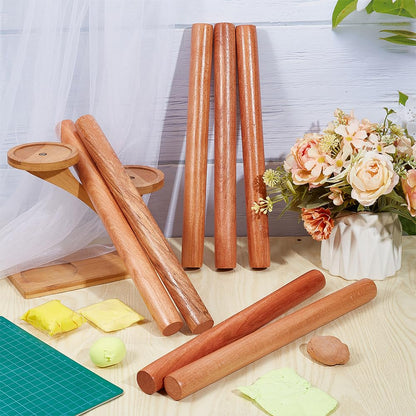 OLYCRAFT 10pcs Wood Rolling Pins 11.8 inch Clay Rolling Pins 1.1 inch Diameter Classic Wooden Rolling Pins Natural Wood Texture Rollers Wood Clay Roller for Clay Modeling Pottery Tools
