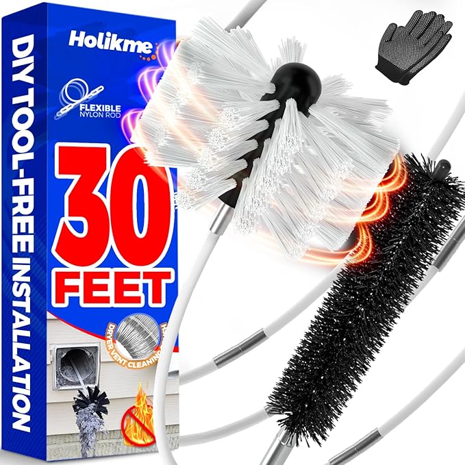 Holikme 30 Feet Dryer Vent Cleaner Kit, Flexible Lint Brush