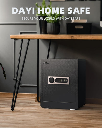 DAYI Safe Box, 2.0 Cubic Feet Home Safe with Fireproof Waterproof Bag, Security Safe Box for Money Cash Valuables, Digital Electronic Keypad, Dual Alarm System, Removable Shelf - D-45